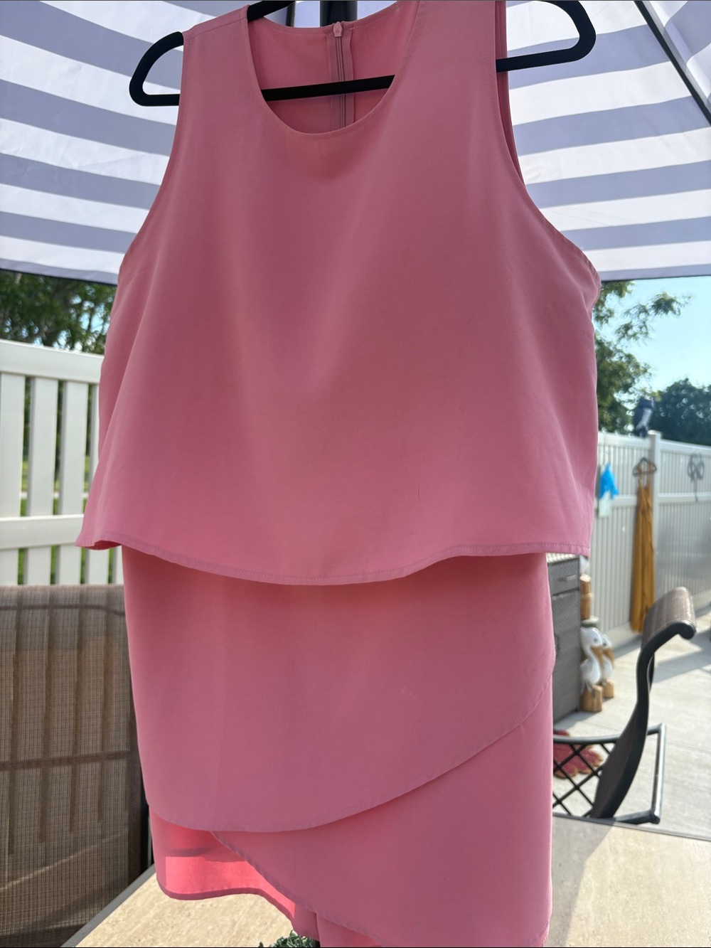 Sleeveless Layered Midi Dress in Rose Pink